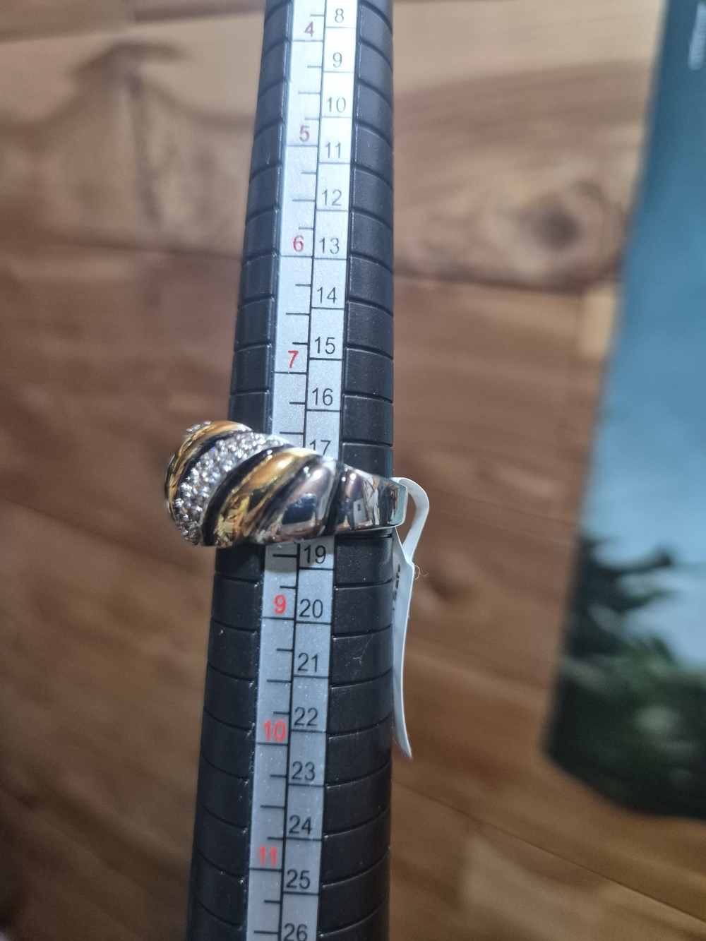 Two-Tone Gold & Silver Women’s Ring with Clear Accent Stones